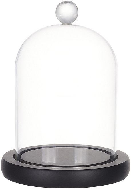 1세트 유리돔 받침대 말린 부케 선물 인테리어소품 115x215mm 블랙