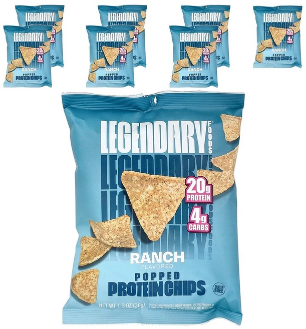 Legendary Foods 튀긴 프로틴 칩 랜치 7봉지 각 36g(1.3oz) Foods (레전더리 푸드), 봉지, 36g - 쿠팡