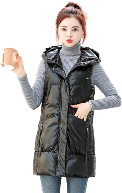 워싱 프리 라이트 베스트 여자 하프 추동 도톰 패딩 면 조끼 베스트 코트 뉴타임즈 X401M579