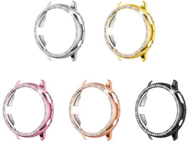 아날로그B 갤럭시워치 액티브2 케이스 큐빅 하프 케이스 하드프레임 범퍼케이스, 2/44MM, 로즈골드