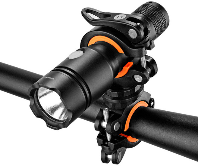 360도 회전 자전거 라이트 거치대 랜턴 후레쉬 브라켓, 블랙화이트, 1개