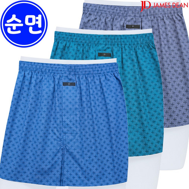 제임스딘 남자 순면 사각 트렁크 팬티 3매입 TC4ZZ
