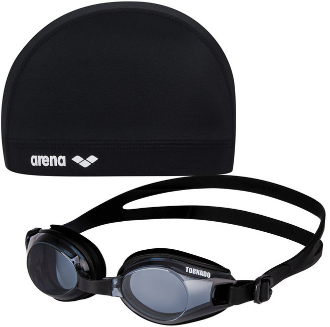 아레나 스판수모 + 토네이도 노미러수경 2종 세트, 스판수모 BLK + 노미러수경 BLK