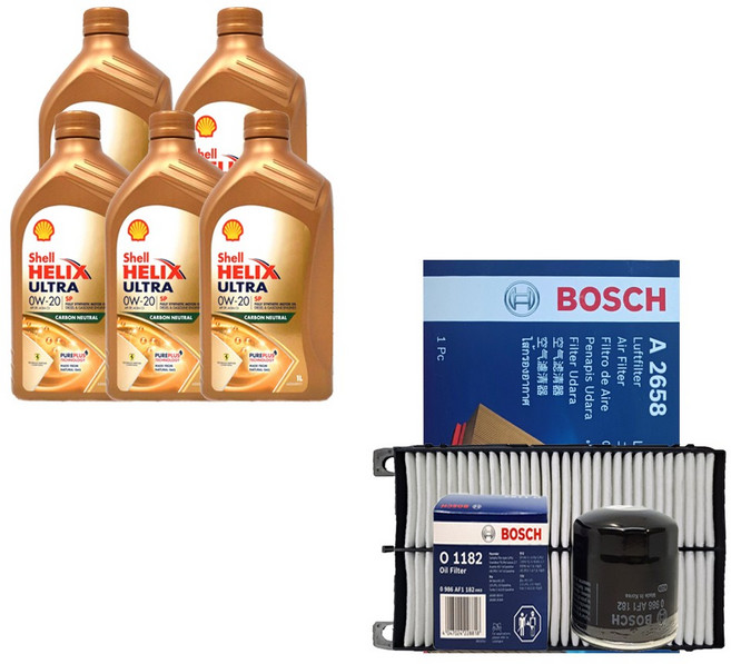 더뉴그랜저IG 2.4 하이브리드 쉘 힐릭스 울트라 0W20 SP 5L 엔진오일 필터 세트, 1개