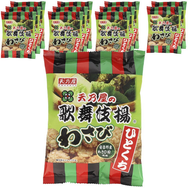 아마노야 가부키아게 한 입 크기 와사비 맛, 12개, 54g