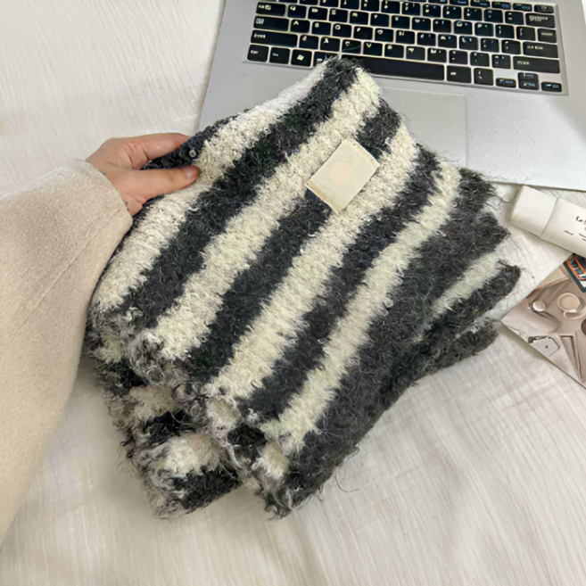 인마이블루 커플템1위 겨울 배색 롱 머플러 스트라이프 남녀공용 커플 목도리 추천