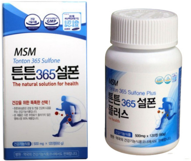 MSM 튼튼365설폰 플러스 (500mg) 식이유황 엠에스엠 100%, 3박스, 120정