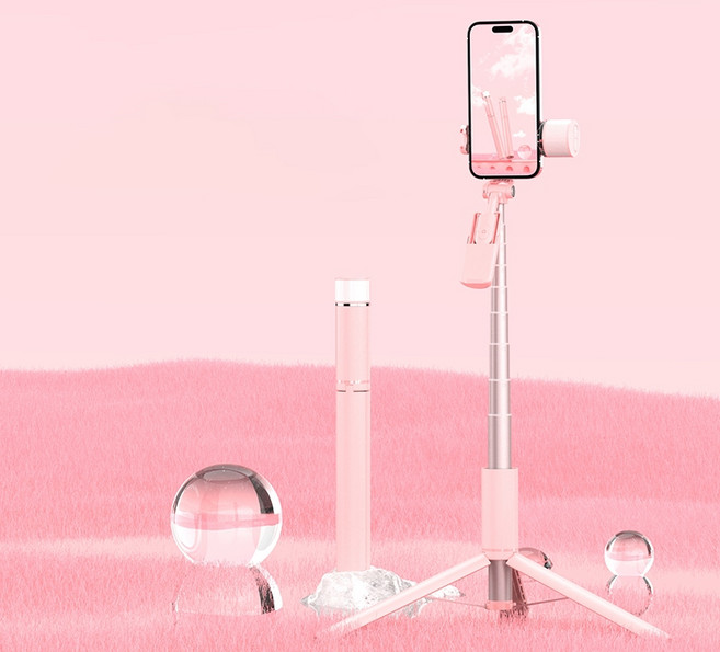 A900 藍芽自拍棒 補光燈 手機架 直播腳架 手機相機腳架, 1個, A900 - 粉色
