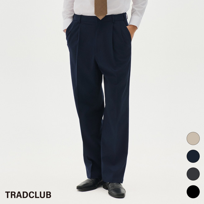 트래드클럽 모던 와이드핏 투턱 밴딩 슬랙스 팬츠 (4컬러 30~44)