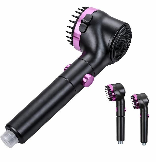 두피 마사지 샤워기 초미세 강력수압 절수 샤워헤드 필터형, 블랙, 1개