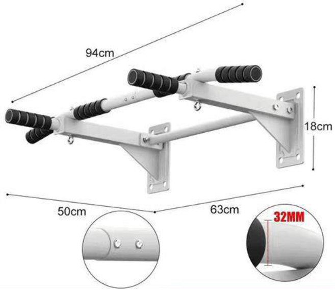 벽부착식 철봉 가정용 턱걸이 철봉 극강 고정 프리미엄 턱걸이 풀업바 철봉 실내 턱걸이기구 가정용 헬스 운동기구 실내 운동기구, 화이트