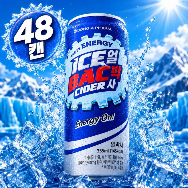 아이스 얼박사 에너지사이다 355ml 24입 2박스 총48캔, 48개입