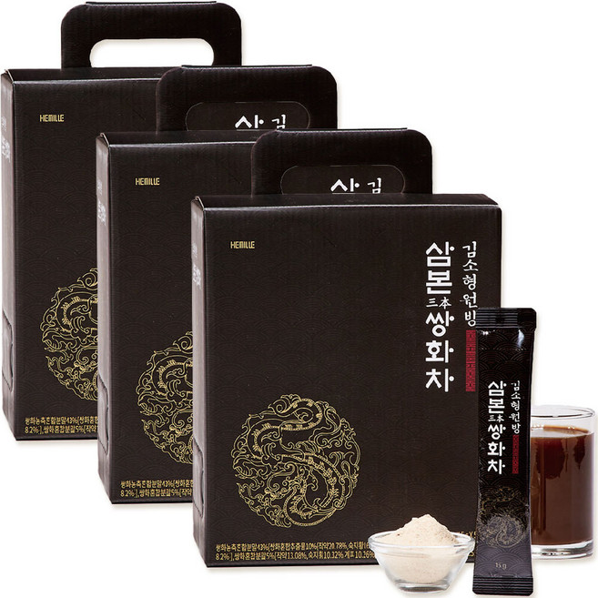 굿소일즈 더진한 삼본 전통 저당 쌍화차 분말 스틱 KSH원방, 15g, 3개, 50개입