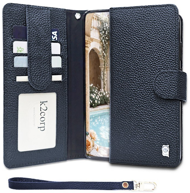 카투소 오플빽포켓 천연소가죽 카드수납 지폐수납 교통카드 후면 포켓 수납 다이어리 핸드폰 케이스 스트랩 포함 최신기종