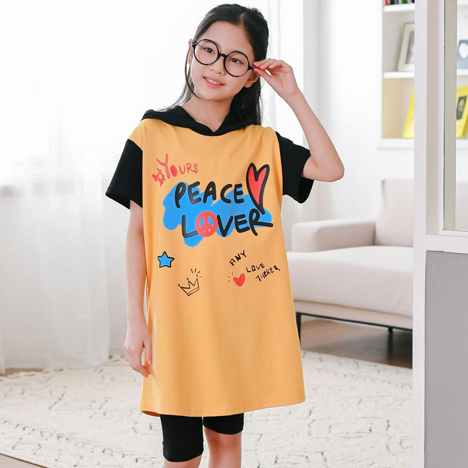 잭키드 여아용 통기성 피스러버 후드 롱티