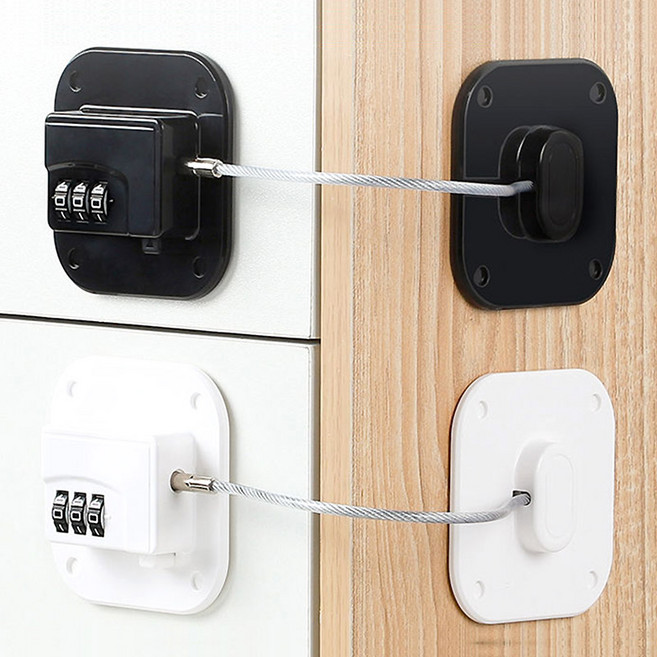 보냄 서랍 시건장치 (번호형) / 문열림방지 잠금장치 여닫이 서랍장, 블랙, 1개