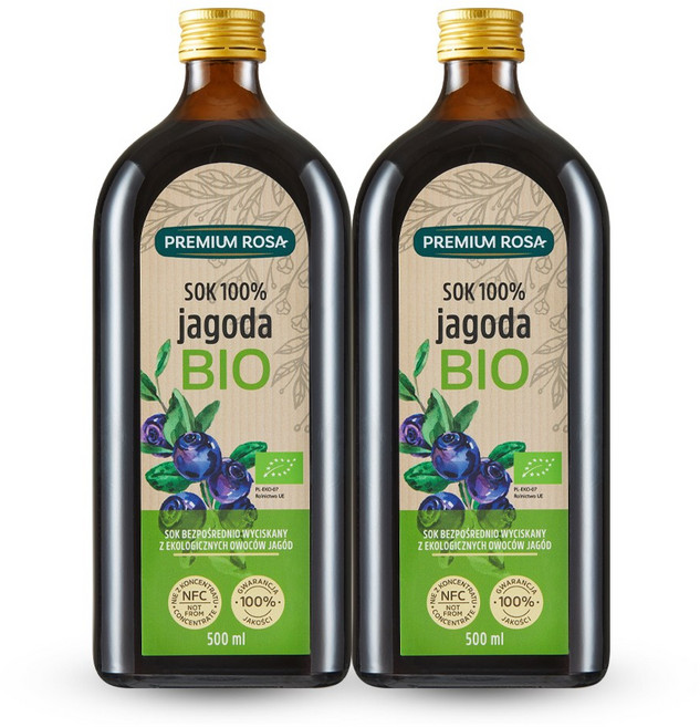 프리미엄로사 유기농 빌베리 원액 100% NFC 착즙 주스 건강 즙, 500ml, 2개