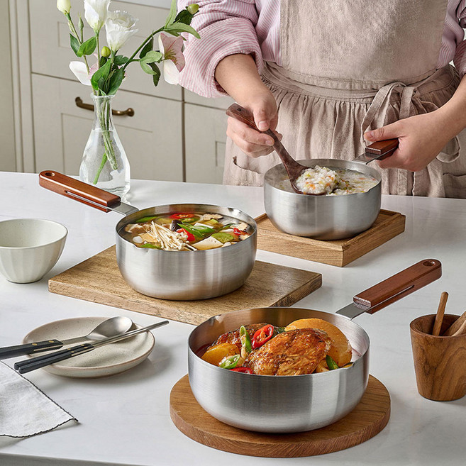 플라라 우드핸들 인덕션 편수냄비, 에비히슈테른 레카 우드핸들 통삼중 냄비 16, 1개