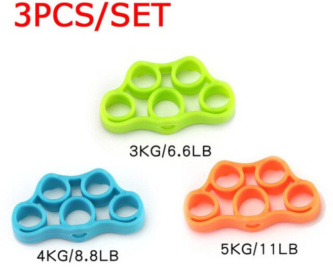 헬스손가락 저항 밴드 3 단계 스트레처 핸드 연습기 그립 강도 트레이너, 01 3pcs Green set, 1개