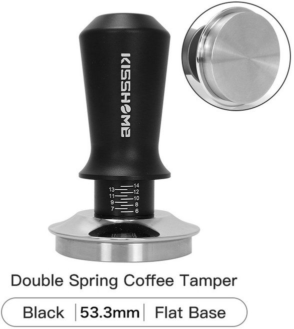 정압 보정 더블 용수철 커피 탬퍼 Breville 에스프레소 메이커 액세서리 바리스타 도구 30lb 51mm 53mm 58mm, 53.3MM Black Flat, 1개