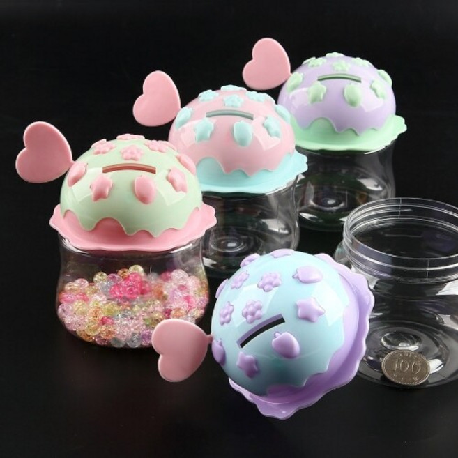 다용도 투명 아이스크림 머핀 저금통 케이스 1개입, 핑크 블루   [S-09-904]