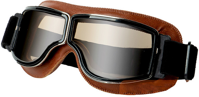 JAP 哈雷風鏡 復古皮革防風護目鏡, 1個, 棕框-茶色