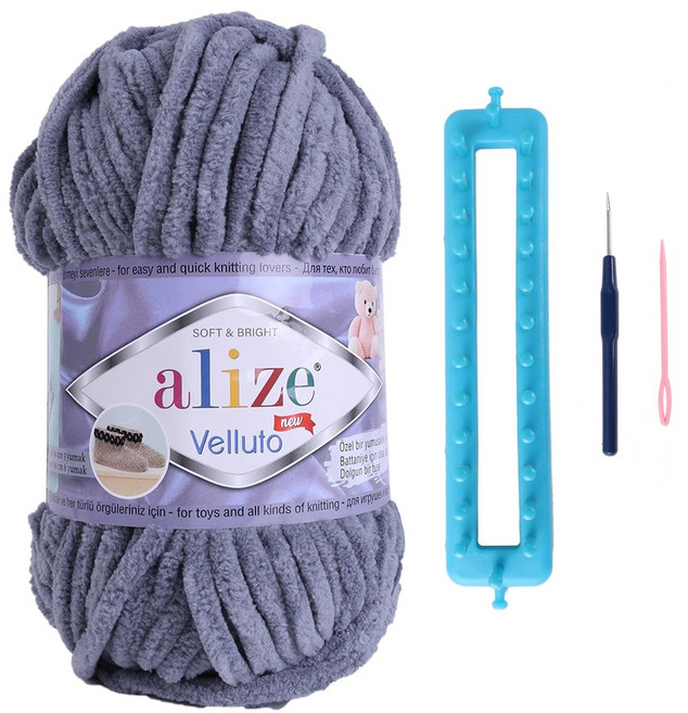 니팅룸 벨루토 목도리 DIY 세트, 87 그레이+니팅룸세트, 1개