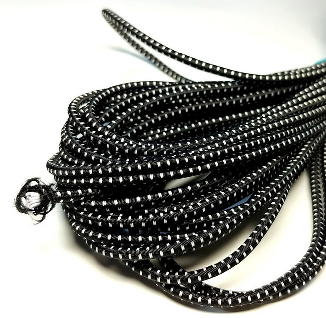 고무줄 텐트고무줄 굵은고무줄 탄성끈 탄성고무줄 폴대고무줄, 약2mm블랙바탕에흰색(1개당=4미터)