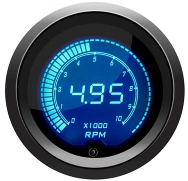 타코메타 52mm 타코미터 RPM 부스트 수온 오일 온도 압력 배기 게이지 전압계 LCD 디지털 디스플레이 7 가지 색상 자동차, Tachometer, 1개