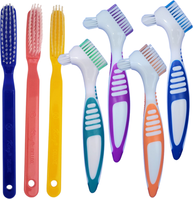 4+3 틀니 교정기 세척 칫솔 의치 전용 관리 세척솔, 1세트