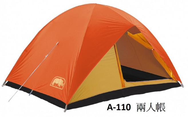 犀牛 A-110 雙人掛鉤高防水登山帳篷，輕量化戶外露營首選, 橘/黃
