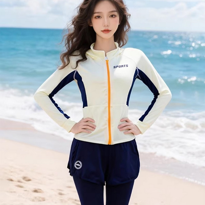 나인클로젯 후드 집업 여성 3종 레쉬가드 수영복 세트 스노클링 서핑 자외선 차단