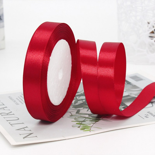 기본 새틴 공단 리본끈 15mm 22m, 133#자홍색