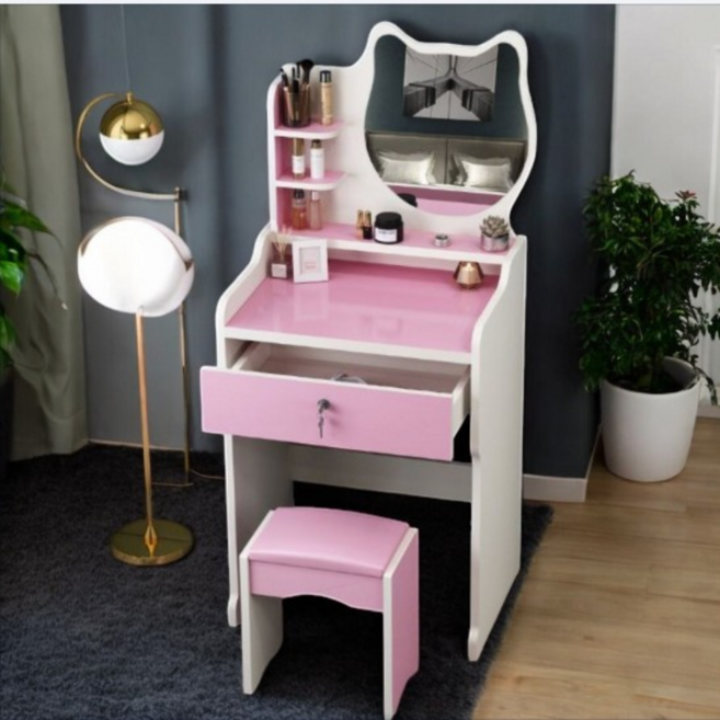 까이엔 화장대 미니 공주 주니어 소형 모던 수납, 베이비핑크50