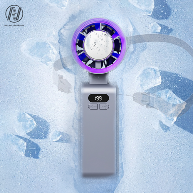 NUNUHANA 휴대용 저소음 199단조절 급속냉각 손 선풍기 W57, 그레이