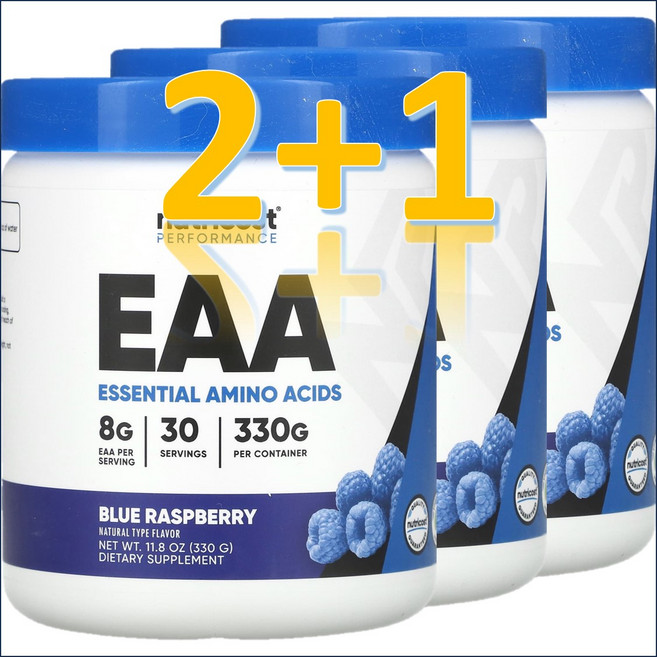 뉴트리코스트 EAA 파우더 330g 3병 필수 아미노산 L 류신 블루라즈베리, 3개