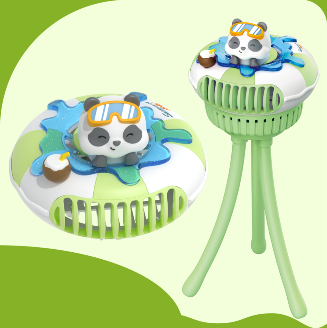 애니버디즈 휴대용 유모차 선풍기 문어발, 그린판다, 그린판다