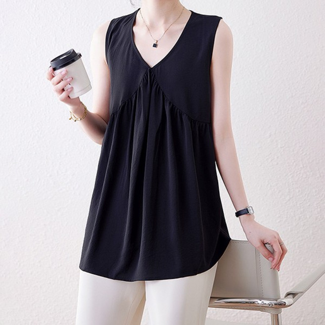 포플러앤씨 여성용 마가메라 빅사이즈 브이넥 나시 블라우스 P26SMBL031201