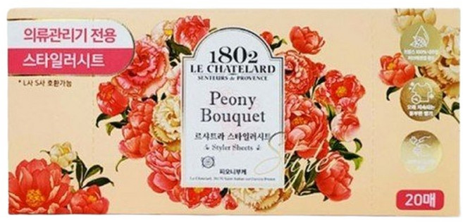 애경 실용적인 르샤트라 스타일러시트 20매 피오니부케 프로방스향 허브에센셜, 20개