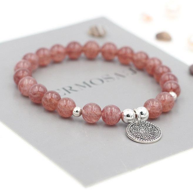 에르모사제이 젬스톤 G072_스트로베리쿼츠8mm+실버925 패션 염주 팔찌