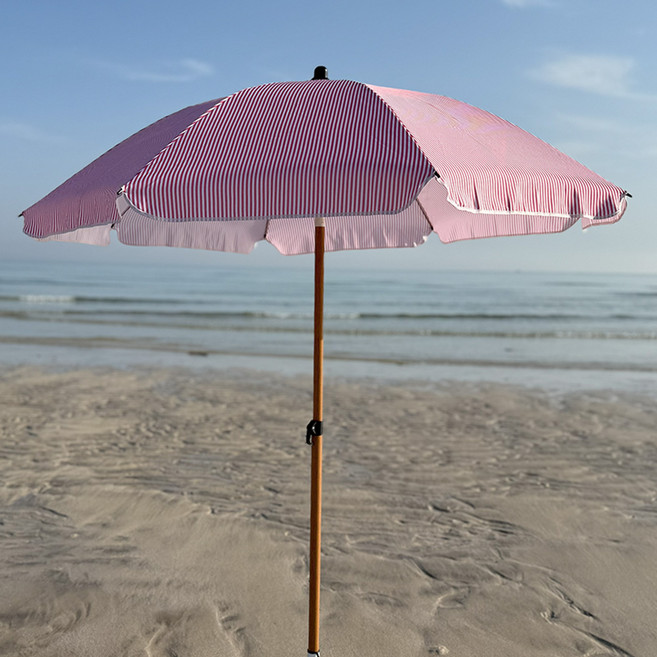 감성 스트라이프 파라솔 바다 해변 계곡 캠핑 그늘막, 스트라이프(레드)
