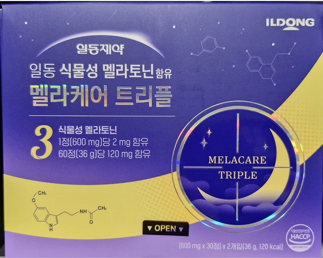 식물성 멜라토닌을 함유한 일동 멜라케어 트리플 60정 약국 판매용 신제품, 1개, 60 - 쿠팡