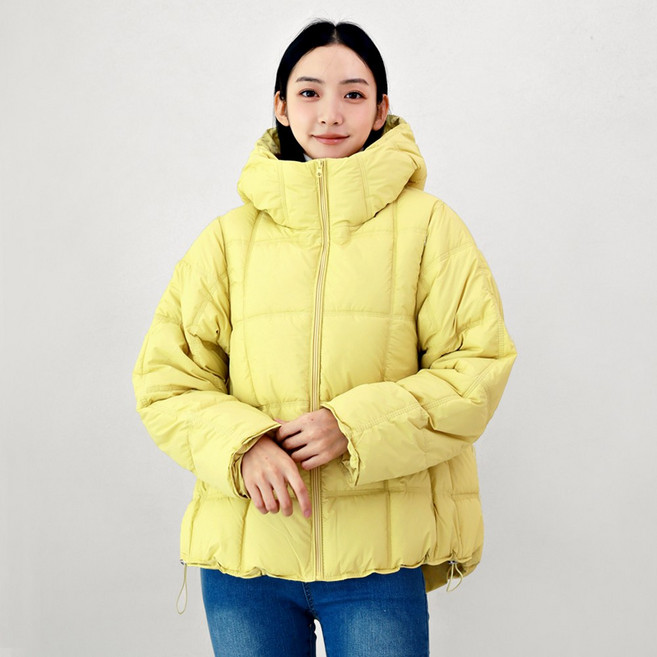 몬스터캐나다 여성 오버핏 그리드후드패딩 점퍼 빅사이즈