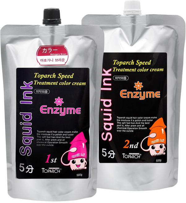 토파 5분 스퀴드 헤어컬러 오징어먹물 오징어염색약 새치염색, 마호가니브라운, 1개