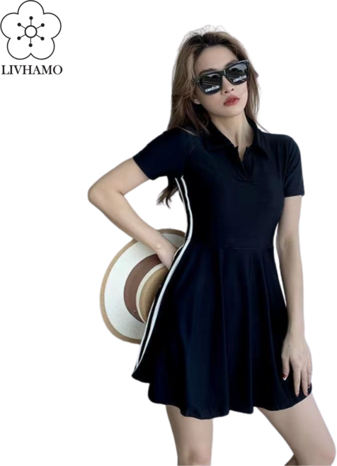 리브하모 체형커버 빅사이즈 모니키니 치마 커버업 원피스 수영복