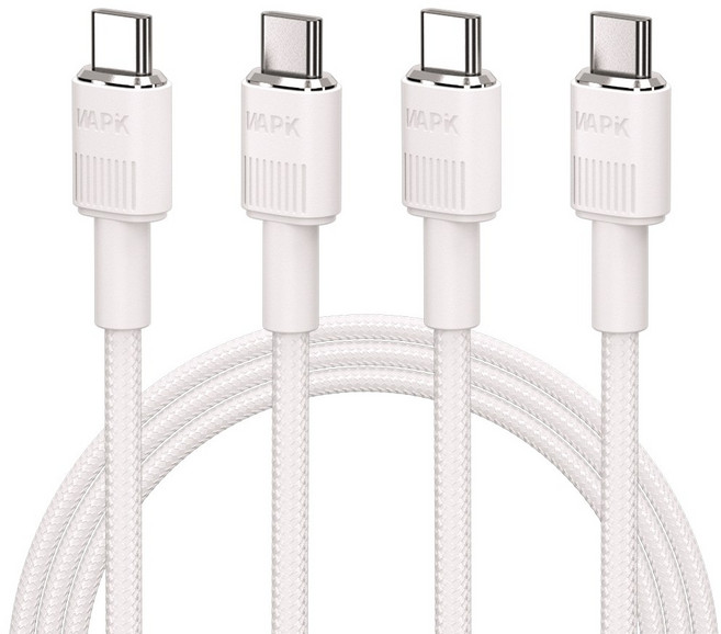 WAPIK PD 60W C타입 초고속 충전케이블 LMS01 A-C C-C, 2개, C-C 화이트, 1.2m