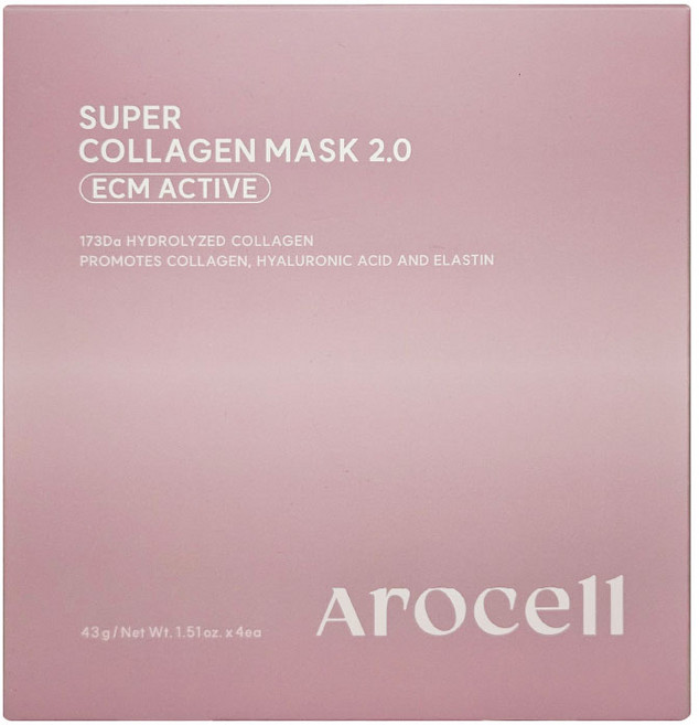 [본사직영] 아로셀 슈퍼 파워 마스크EX 1박스 (마스크팩 4매) 콜라겐 인체제대혈 줄기세포 배양액 함유, 4개입, 1개