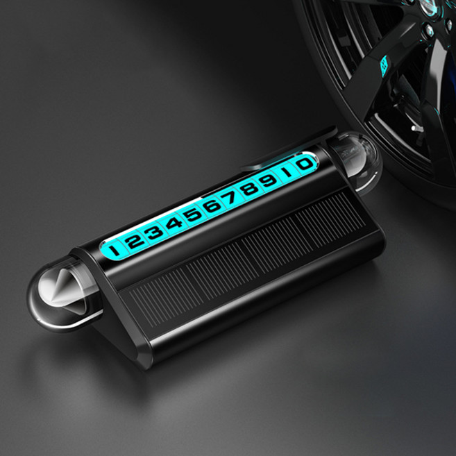 치프몰 All in One 태양광 충전식 LED 주차번호판 비상망치 안전벨트 절단칼, 1개, 블랙