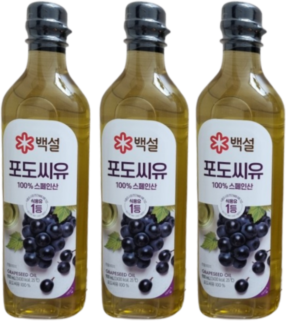 백설 포도씨유, 3개, 900ml