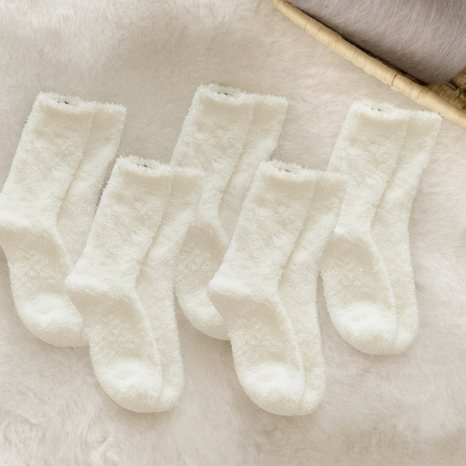 유키프 여성수면양말 남성수면양말 임산부수면양말 무압박양말 겨울양말 수면양말 화이트 5켤레